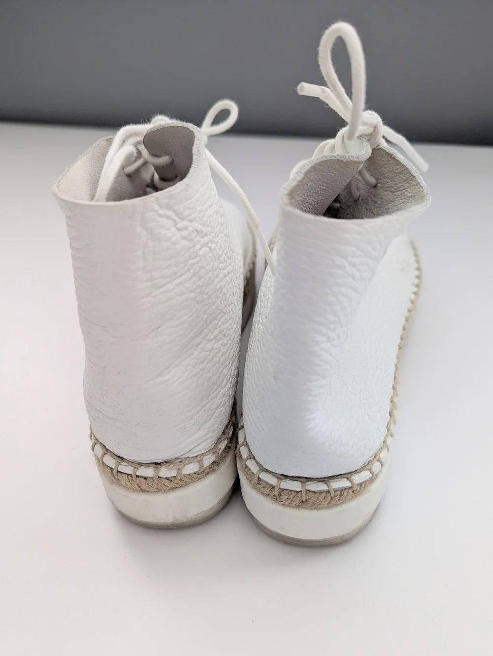 Miista Women's (Sz 36) White Leather Lace-Up Peep-Toe Espadrilles/Shoes/Sandals - Picture 4 of 16